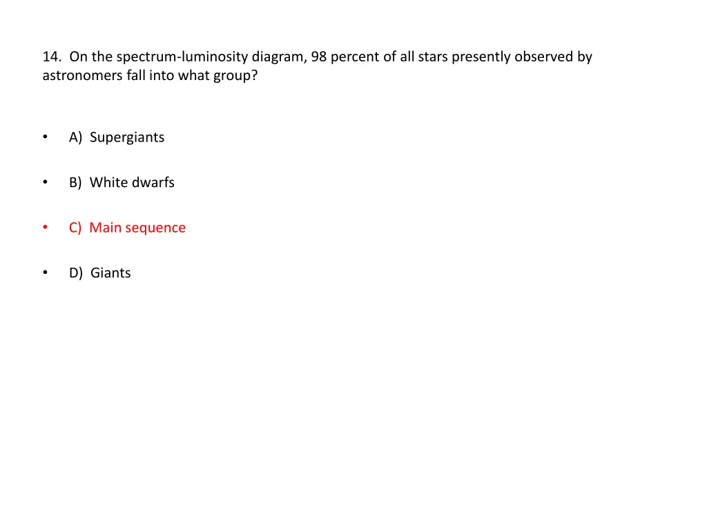 14 on the spectrum luminosity diagram 98 percent