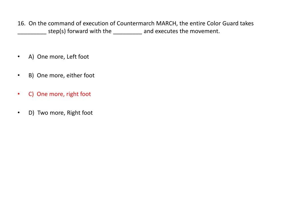 16 on the command of execution of countermarch