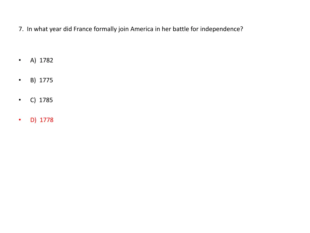 7 in what year did france formally join america