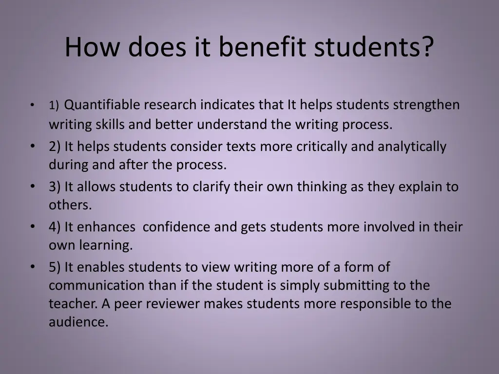 how does it benefit students