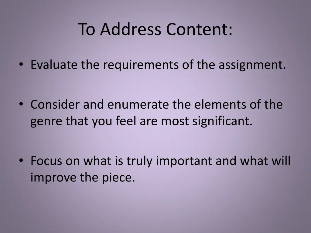to address content