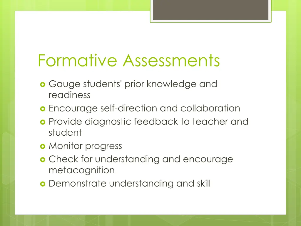 formative assessments