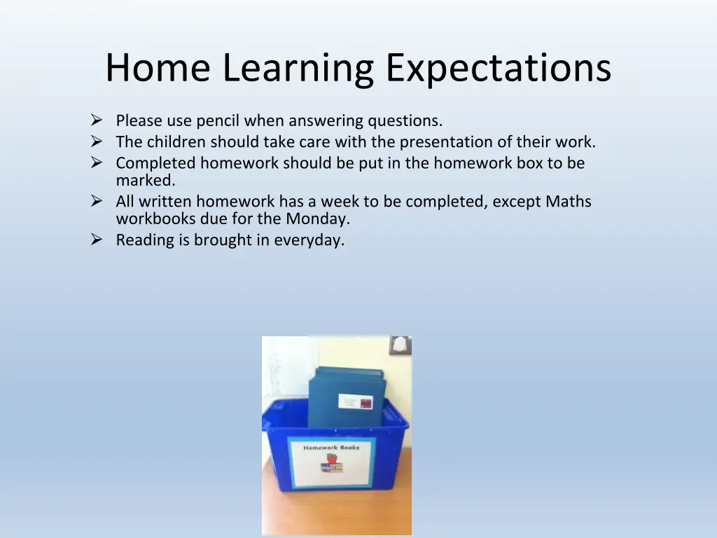 home learning expectations