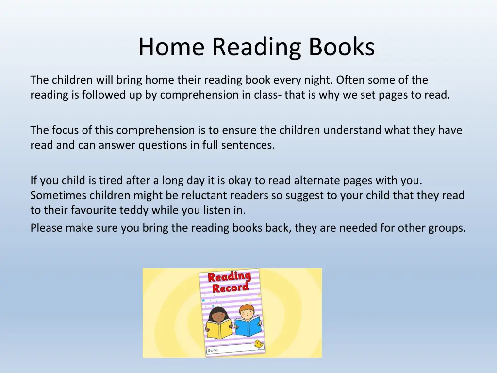 home reading books