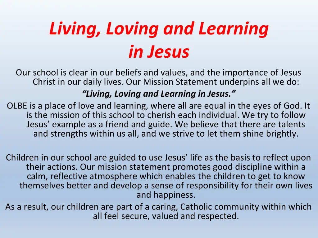 living loving and learning in jesus