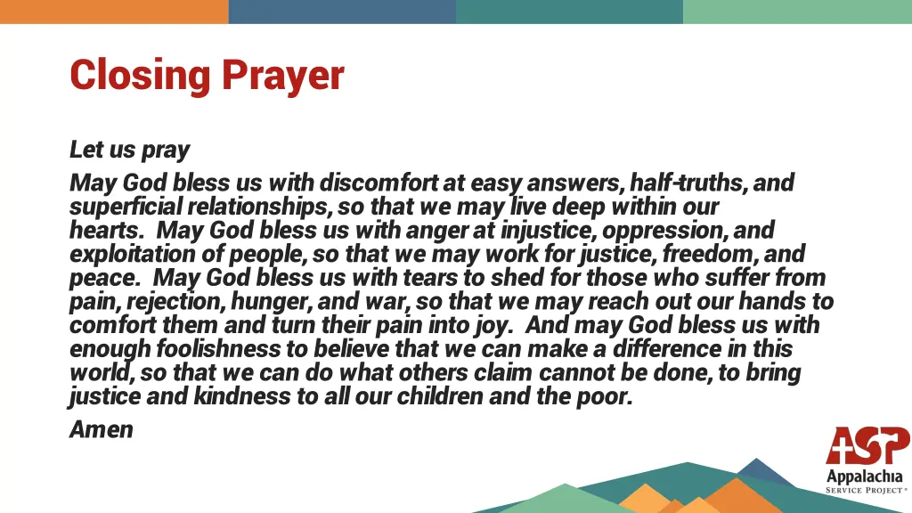 closing prayer