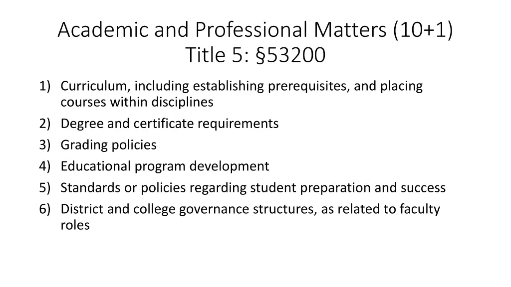 academic and professional matters 10 1 title