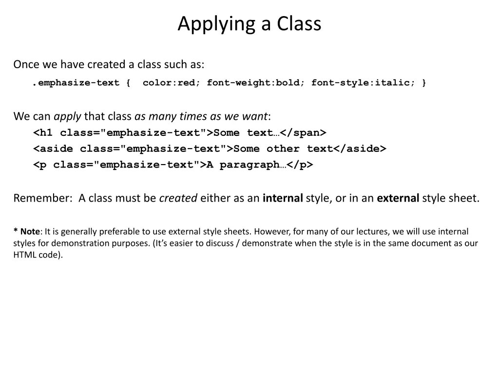 applying a class