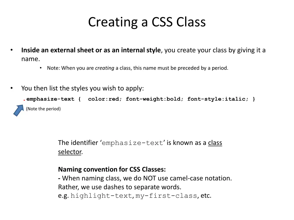 creating a css class