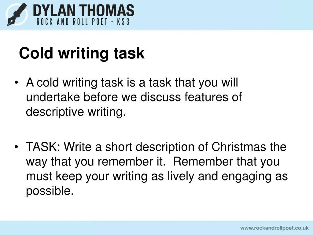 cold writing task