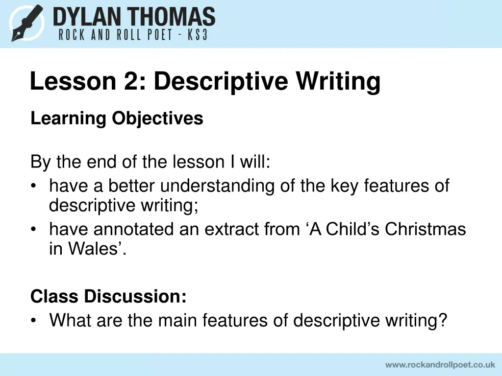 lesson 2 descriptive writing