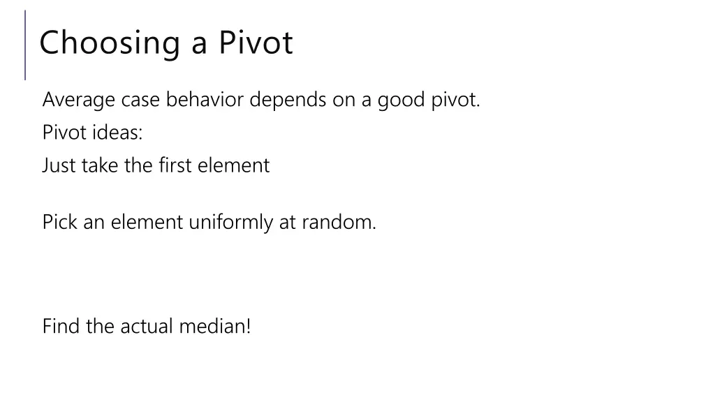 choosing a pivot