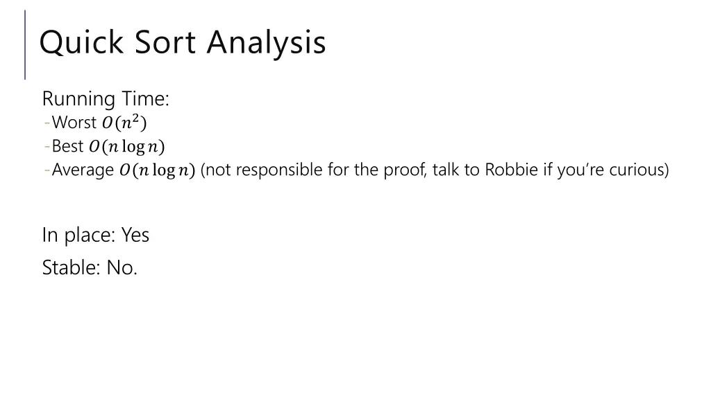 quick sort analysis