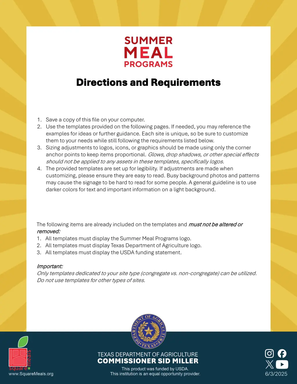 directions and requirements directions