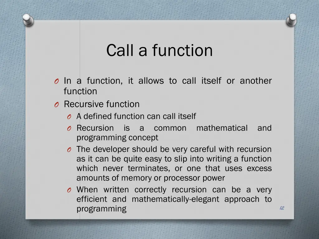 call a function