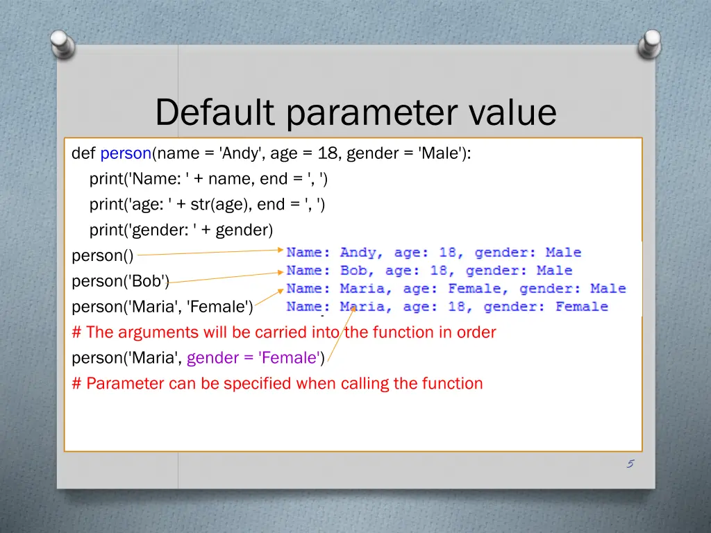 default parameter value 1