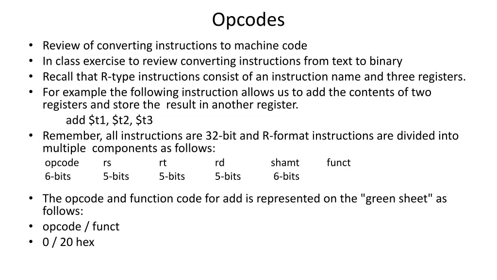 opcodes