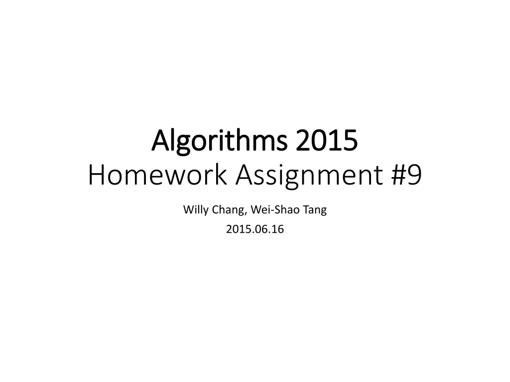 algorithms 2015 algorithms 2015 homework