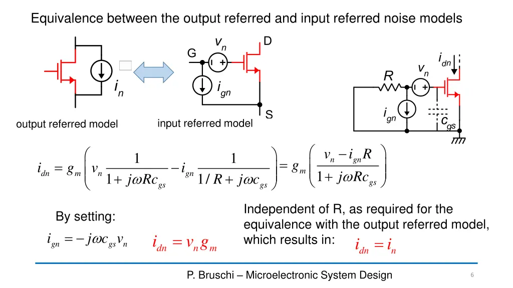 equivalence between the output referred and input