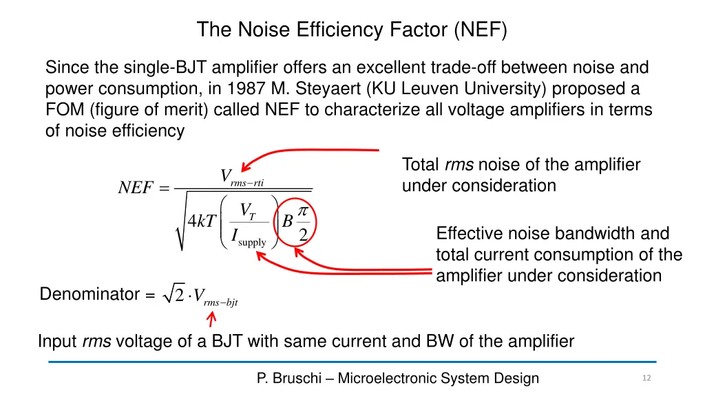 the noise efficiency factor nef