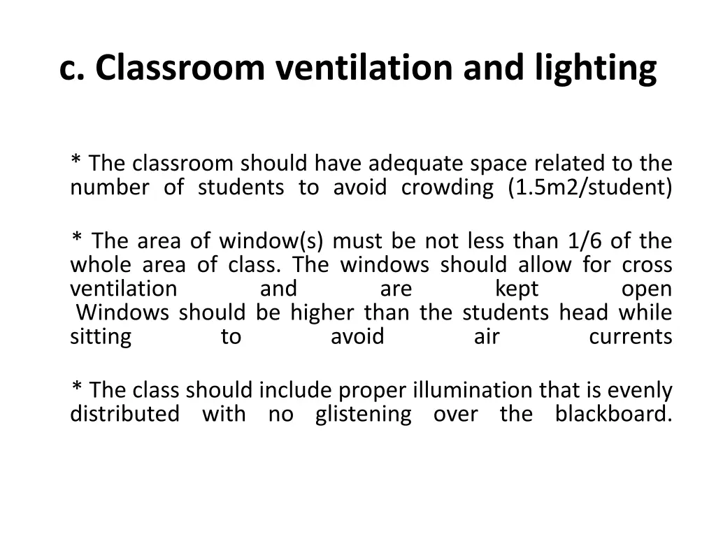 c classroom ventilation and lighting
