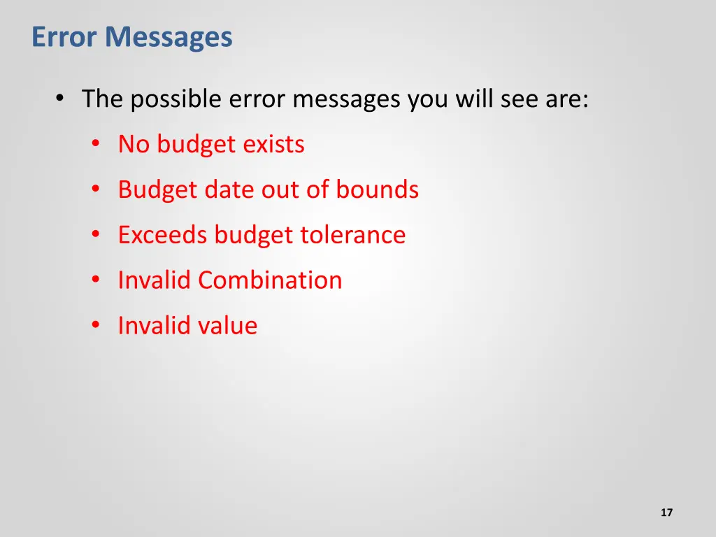 error messages