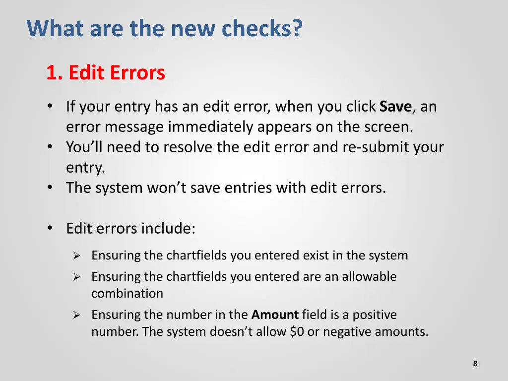 what are the new checks