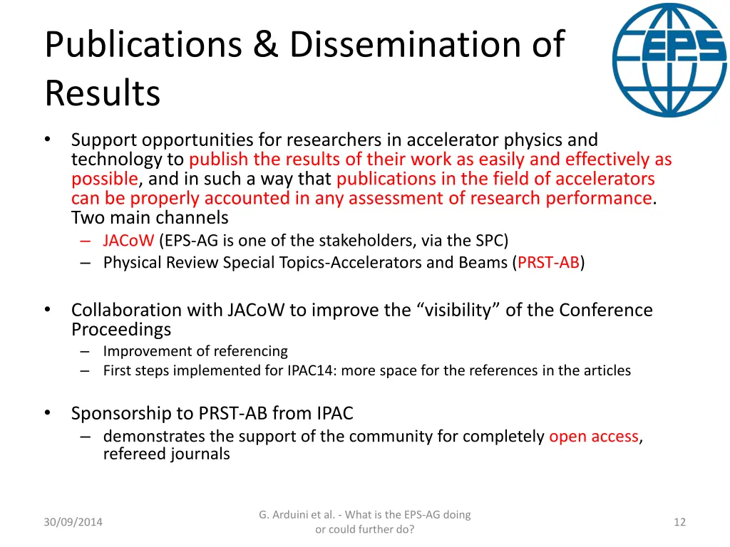publications dissemination of results