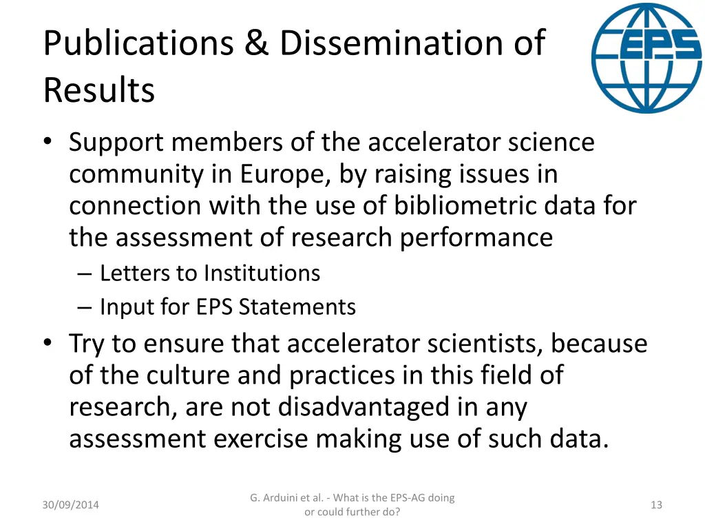 publications dissemination of results support