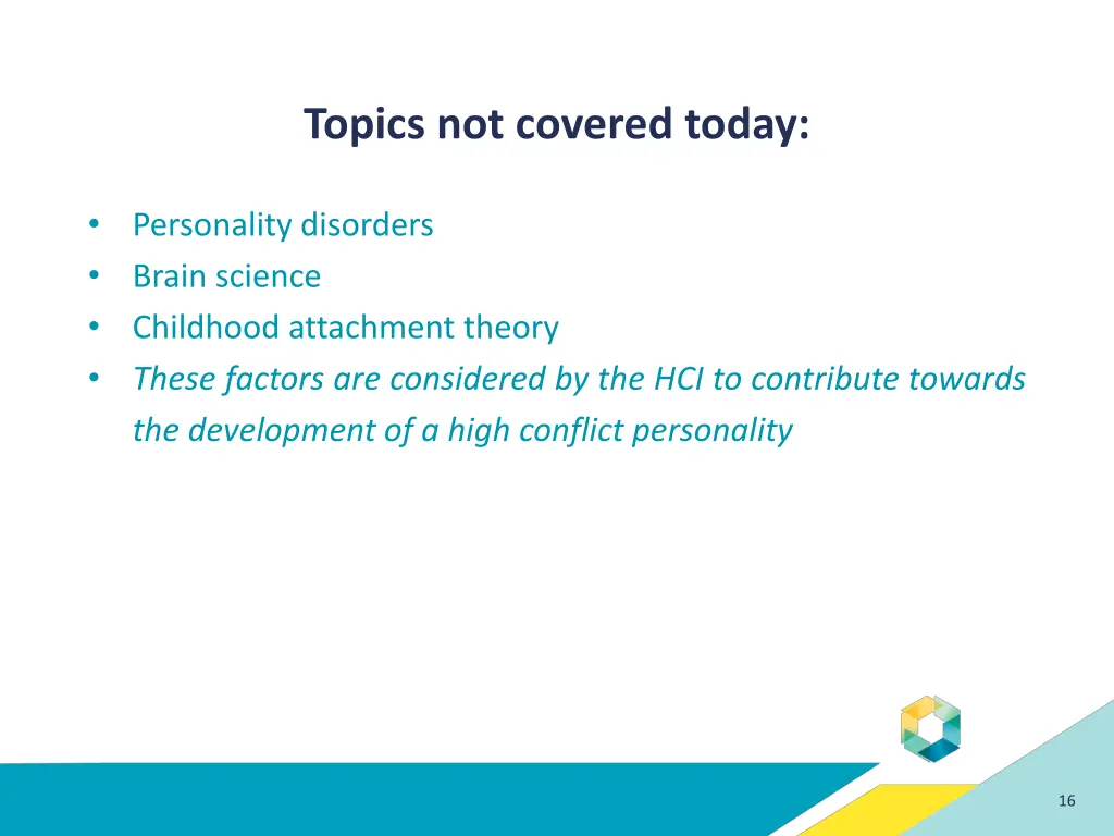 topics not covered today
