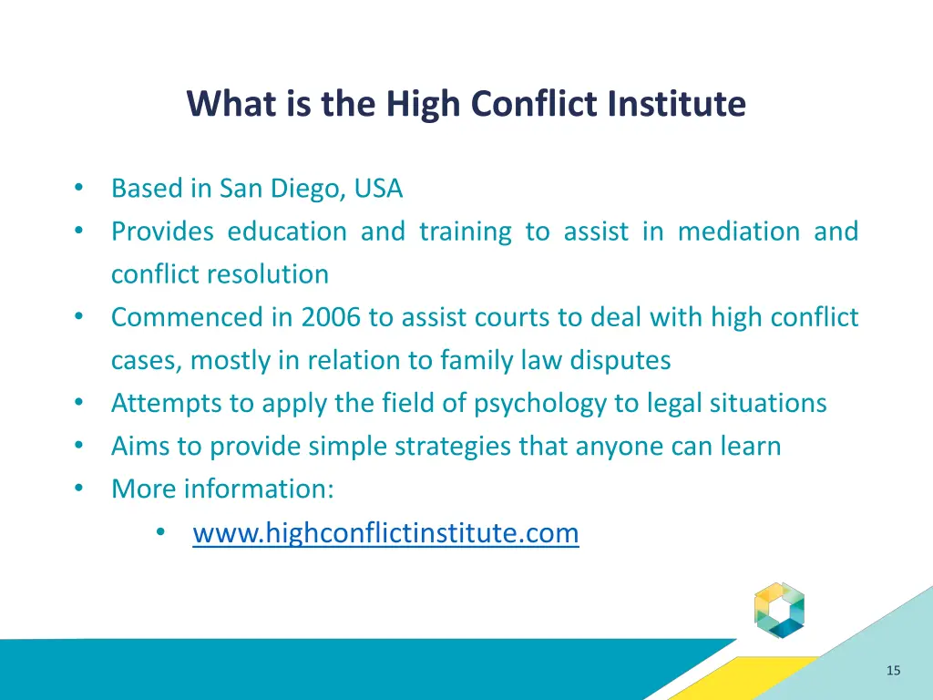 what is the high conflict institute