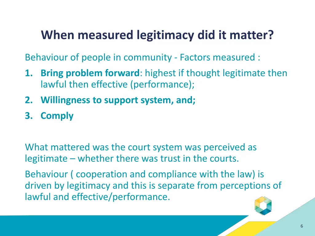 when measured legitimacy did it matter