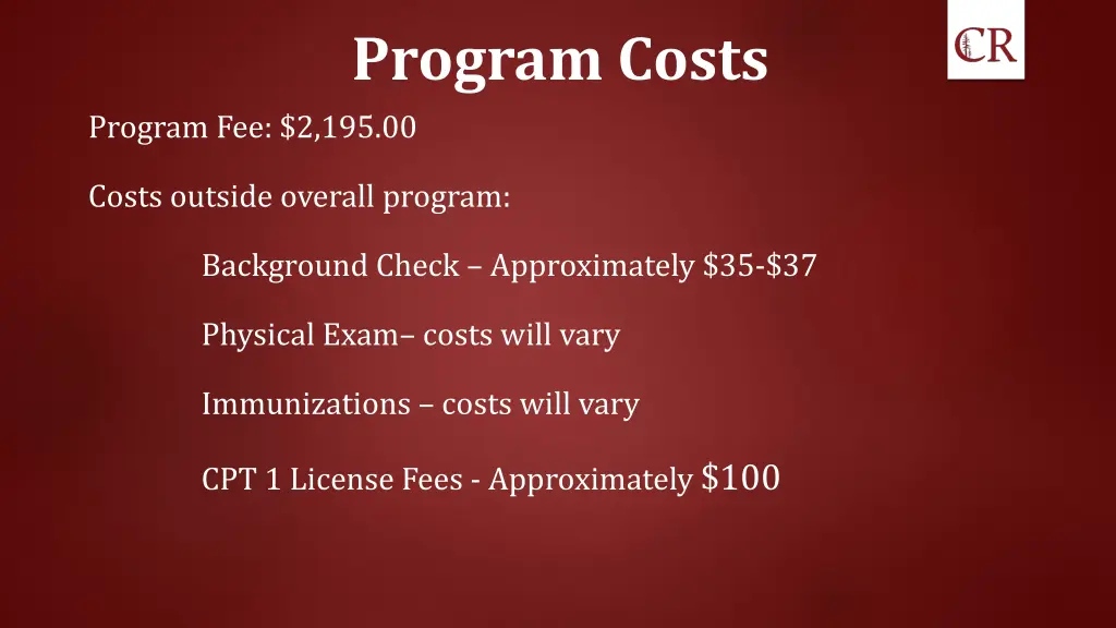 program costs