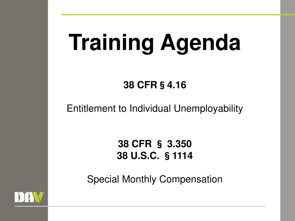 training agenda