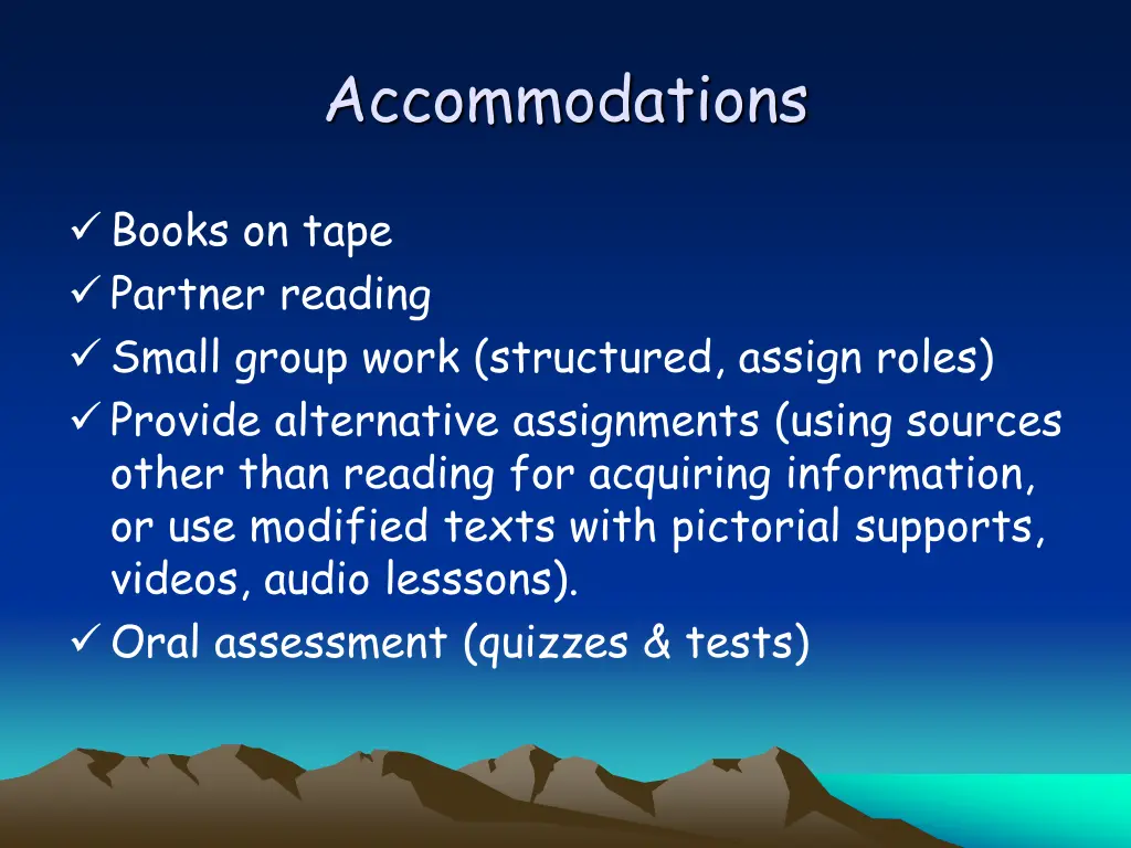 accommodations
