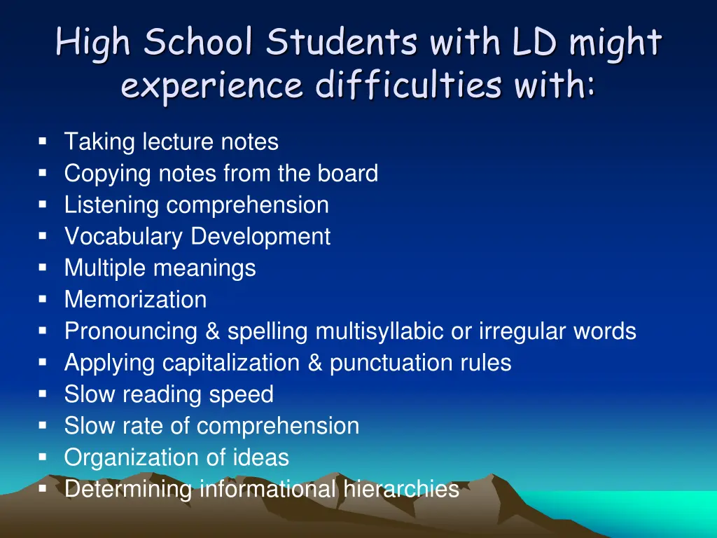 high school students with ld might experience