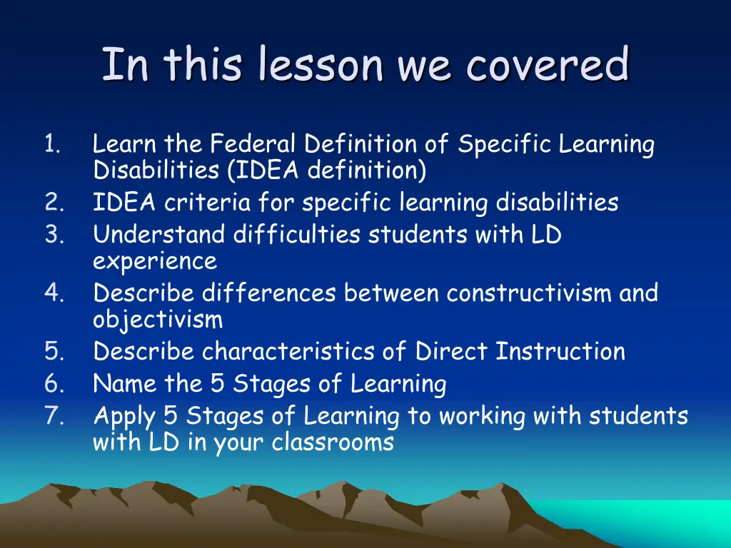 in this lesson we covered