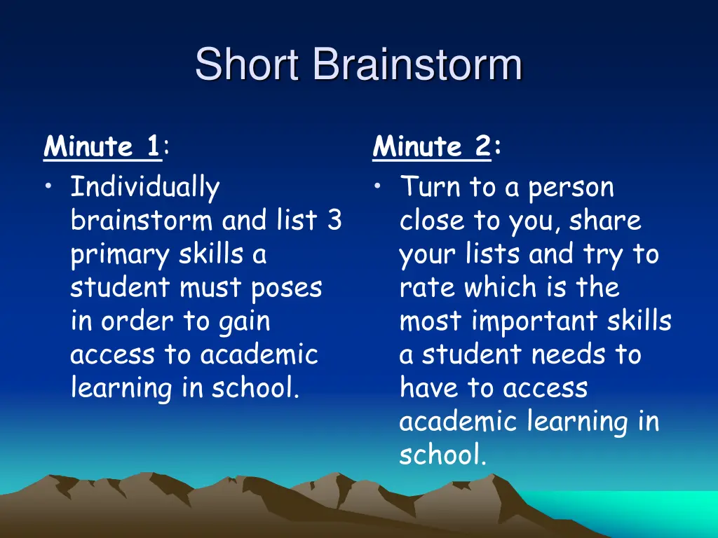 short brainstorm