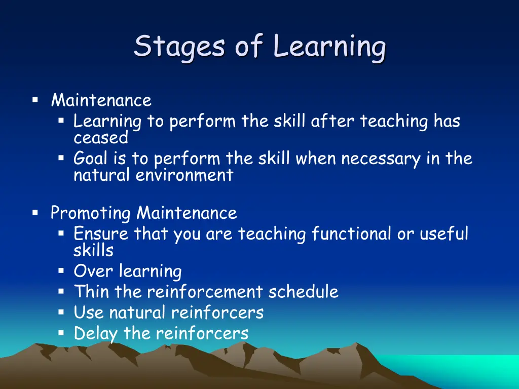 stages of learning 2