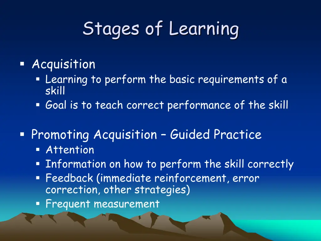 stages of learning