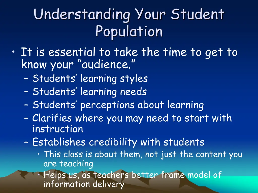 understanding your student population