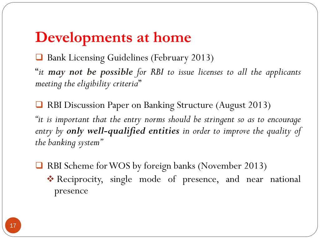 developments at home