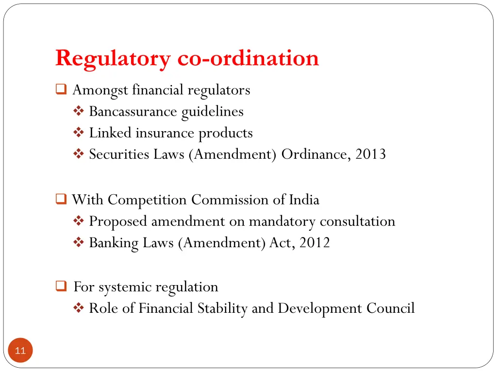 regulatory co ordination