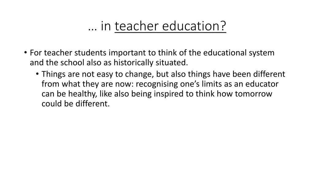 in teacher education