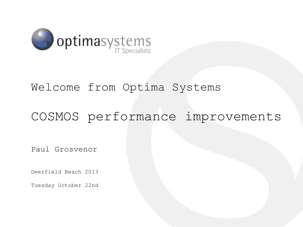 welcome from optima systems