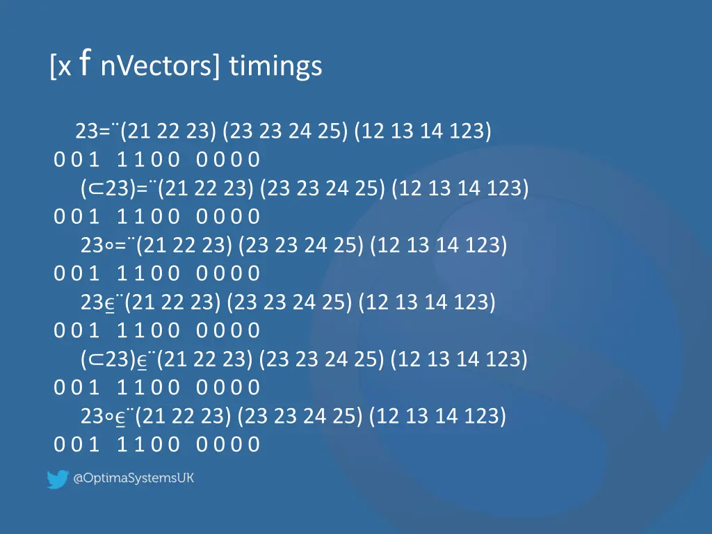 x f nvectors timings