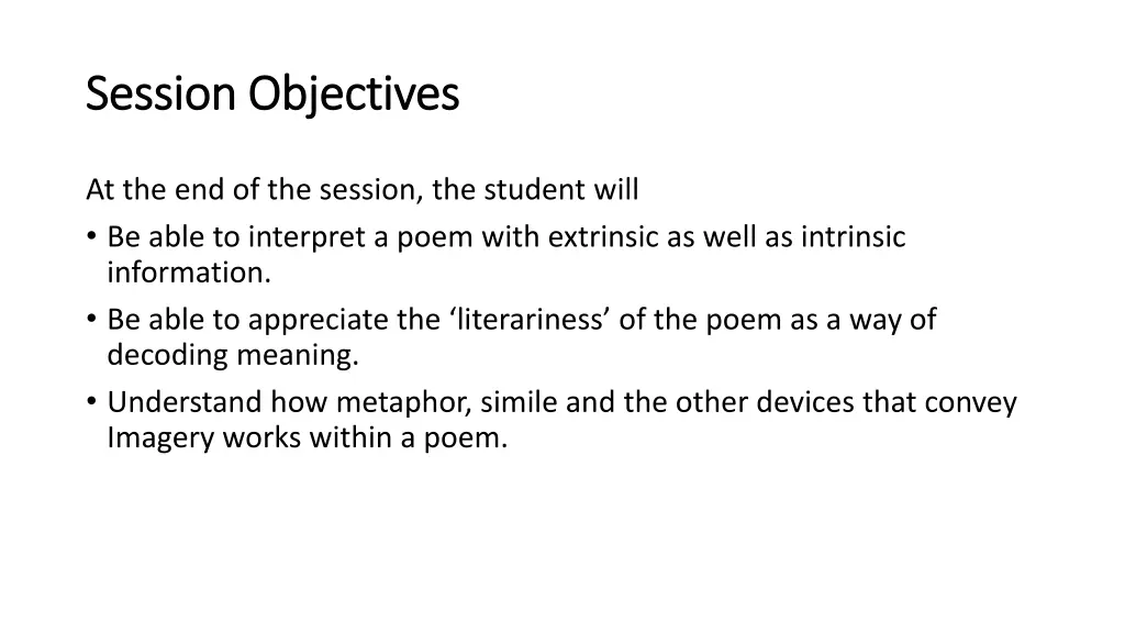 session objectives session objectives
