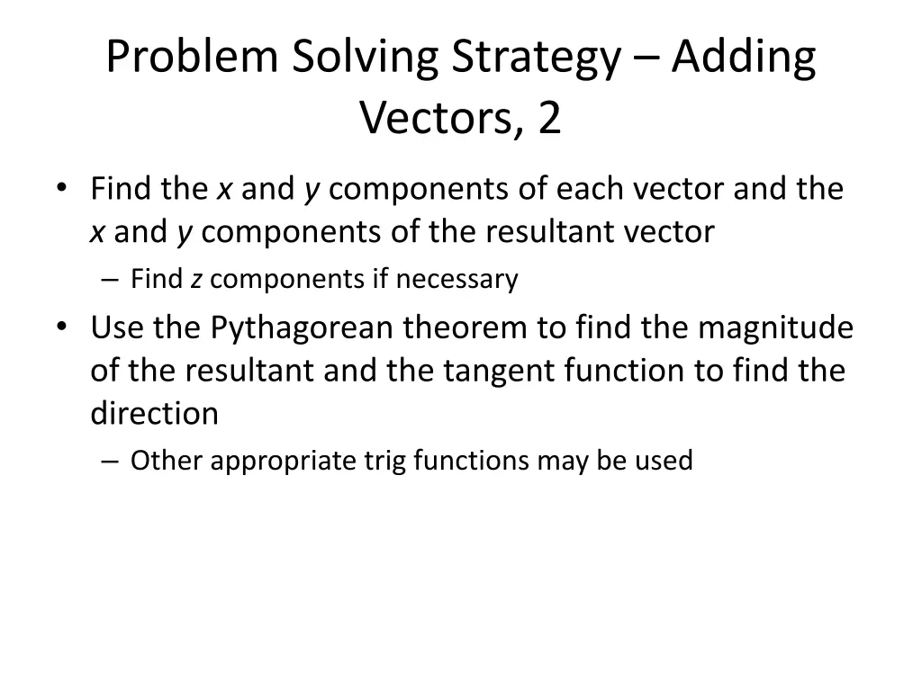 problem solving strategy adding vectors 2