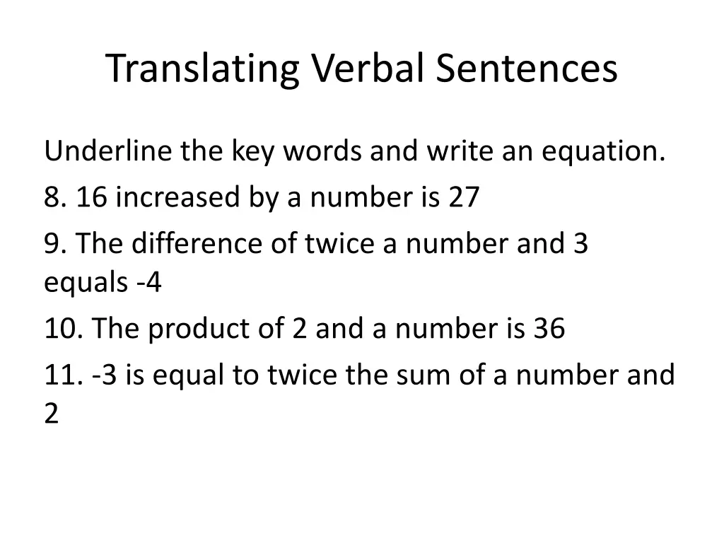 translating verbal sentences