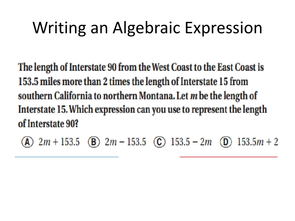 writing an algebraic expression